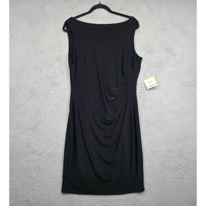 Anne Klein Dress Womens 14 Black Draped Ruched Minimalist Cocktail Party Evening